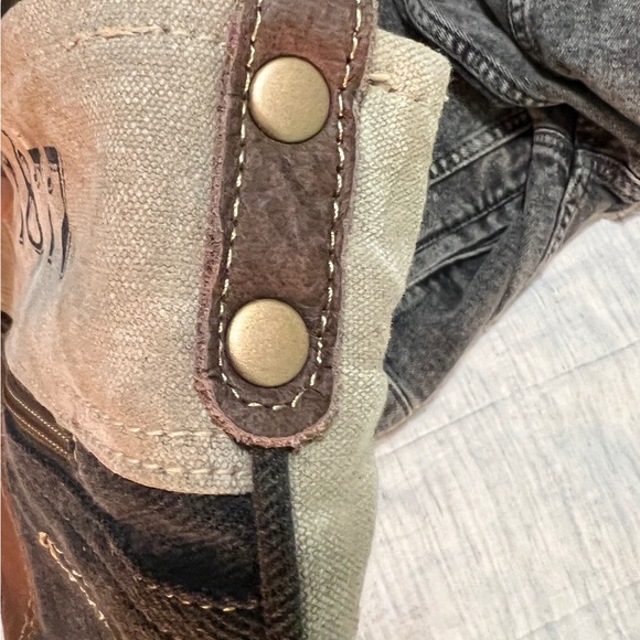 Canvas Shoulder Bag - Brown and Black by Myra Bag - Picture 9 of 11